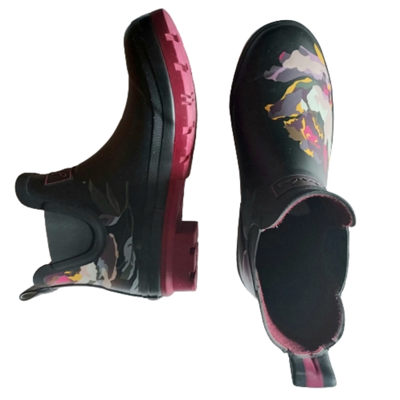 Joules Rubber Rain Outdoor Waterproof Floral Ankle Wellington Boots - Picture 3 of 11